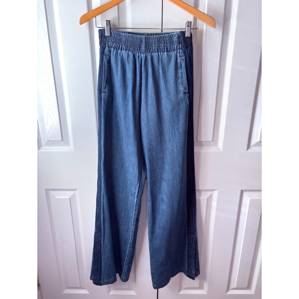 🆕 RISEN JEANS Dark Wash Split Hem Wide Leg High Rise Pull-On Jeans 24/0